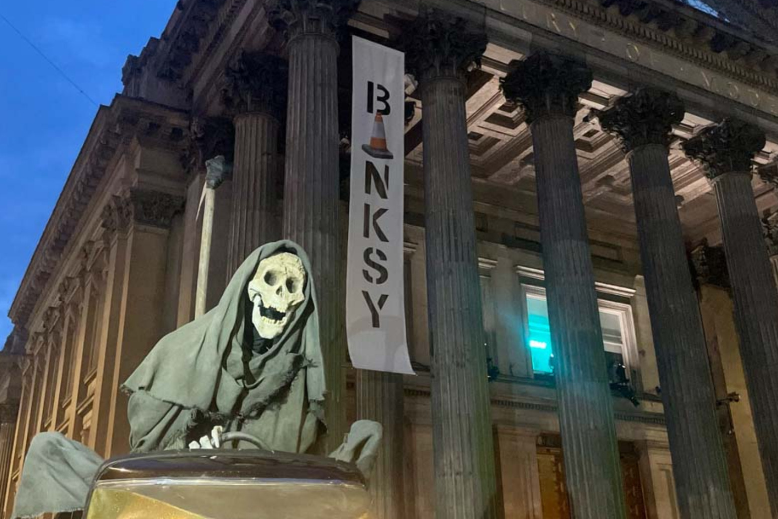 Grim Reaper to encourage late-night visitors to Banksy’s Glasgow show 