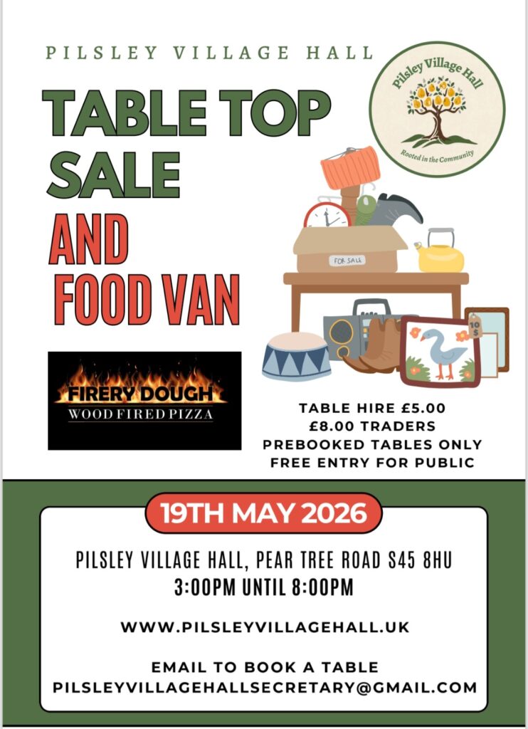 Pilsley Village Hall Charity Table Top Sale
